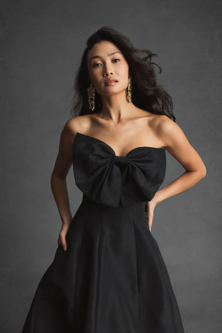 Strapless A-Line Statement Bow Dress