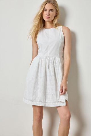 Eyelet High Neck Mini Dress