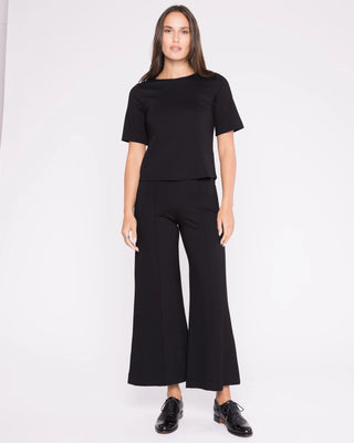 Ponte Knit Wide Leg Pant, Cropped Black