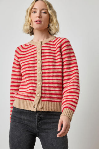 Button Front Striped Cardigan