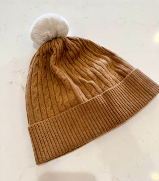 Cable Pom Hat, Chestnut