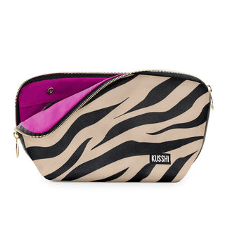 Signature Makeup Bag, Pink/Zebra