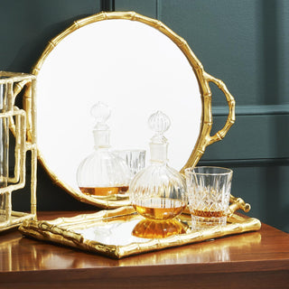 Golden Bamboo Mirror Tray, Round