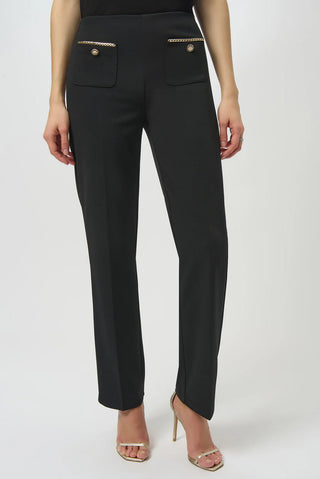 Straight Pull-On Pants, Black
