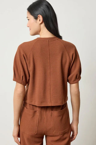 Pleated Sleeve Top, Praline