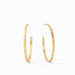 Crescent Stone Hoop Earrings, Large