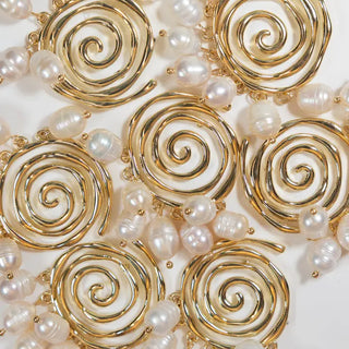 Swirl Genuine Pearl Statement Earrings