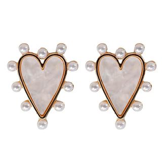 Pearl Studded Heart Earrings