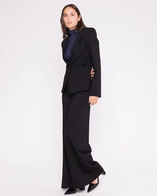 Ponte Knit Fitted Blazer, Black