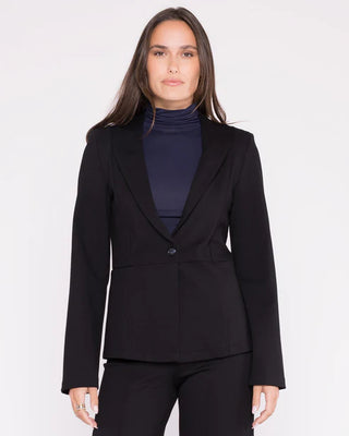 Ponte Knit Fitted Blazer, Black