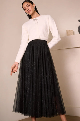 Cardigan with Rhinestone Bow