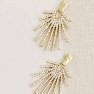 White Sunburst Drop Earrings