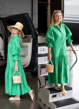Brenda Pleated Maxi, Kelly Green