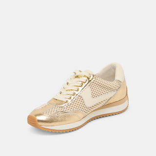 B Notice Sneaker, Gold Mesh
