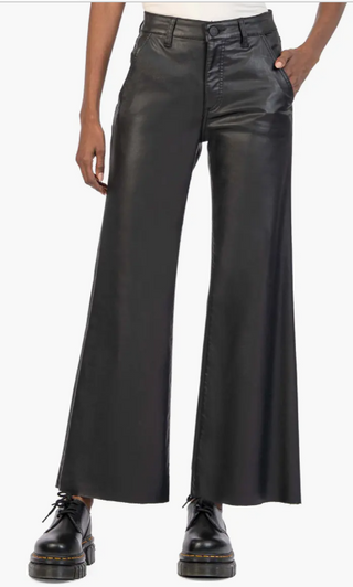 Meg Coated High Rise Wide Leg, Black