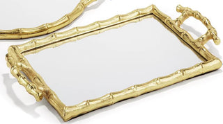 Golden Bamboo Mirror Tray, Rectangle