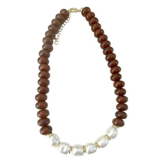 Brynlee Chunky Beaded Necklace, Pearl Accents