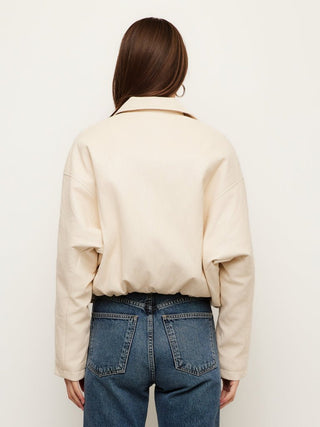 Regin Faux Leather Jacket, Ecru