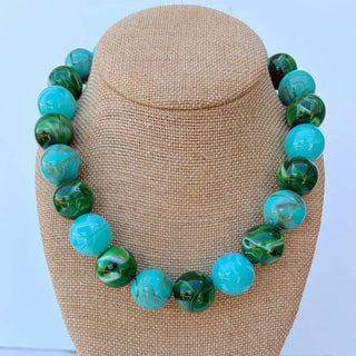 Multi Bauble Necklace - Green/Blue