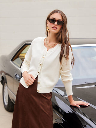 Rawan Cardigan Sweater, Cream