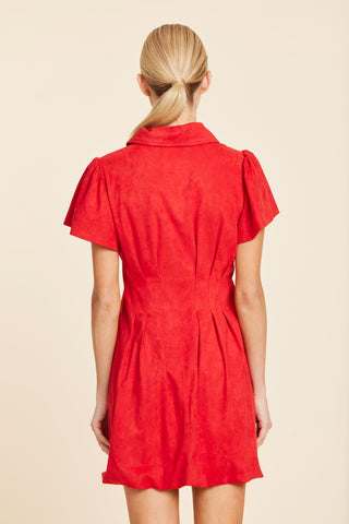 Suede Bubble Dress, Red