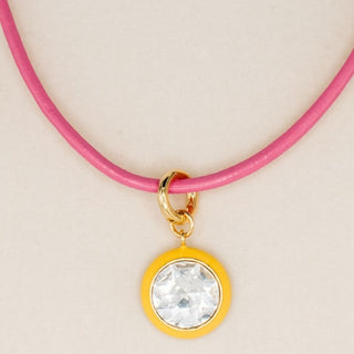 Luna Pendant Necklace, Pink/Yellow