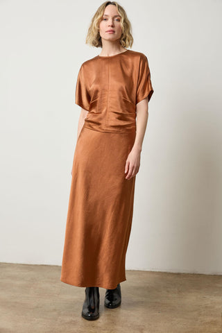 Satin Bias Maxi Skirt, Copper
