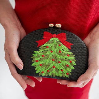 Holiday Embroidered Clutch - Mistletoe