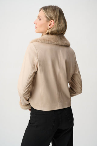 Faux Suede Jacket With Fur Collar Style