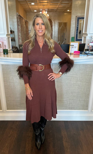 Celia Knit Dress, Cherry Mahogany