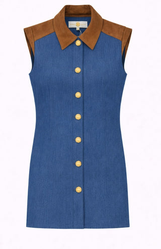 Jones Dress, Denim/Suede