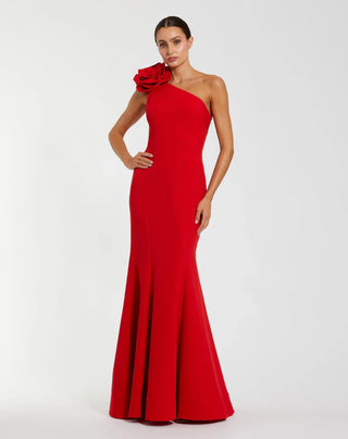 Red One Shoulder Mermaid Gown