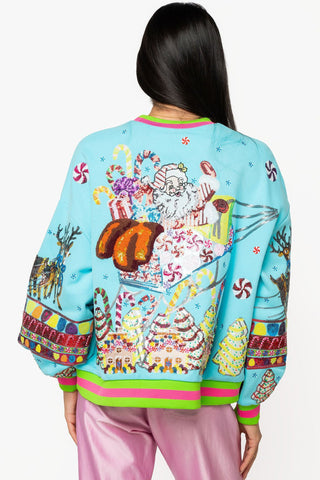 Santa Gingerbread Sweatshirt, Aqua