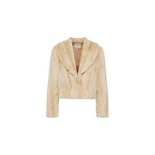 Davy Crop Jacket, Latte Striped Fur