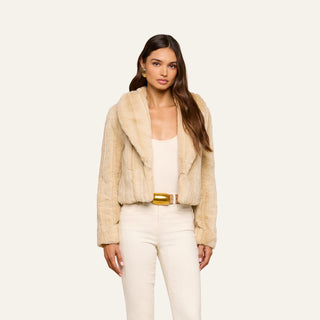 Davy Crop Jacket, Latte Striped Fur