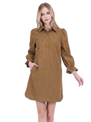 Taupe Placket Collared Dress