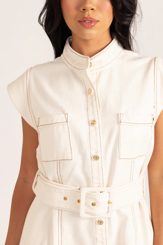 Suzie Dress, Ivory Denim