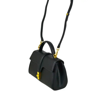 Classic Leather Bag with Gold Clasp