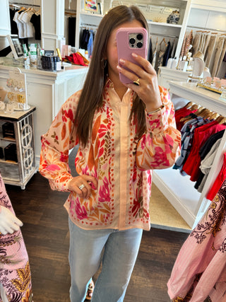 Oversized Shirt, Floral Scarf