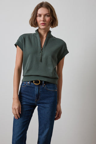 Zip Mock Neck, Mineral