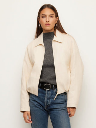 Regin Faux Leather Jacket, Ecru