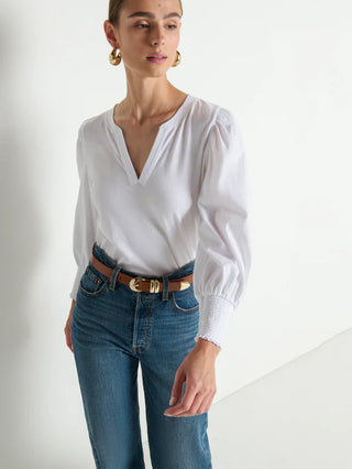 Flora Peasant Tee, White