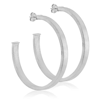 Small Lunaria Hoop, Brushed Silver