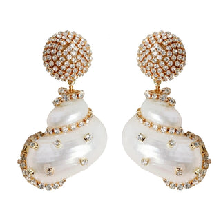 Rhinestone Wrapped Shell Earrings