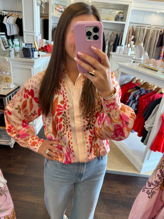 Oversized Shirt, Floral Scarf
