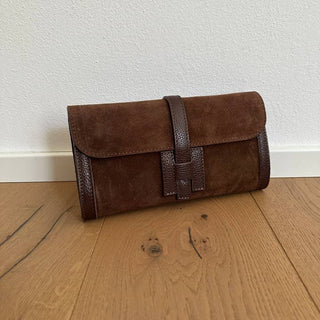 Hannah Suede Clutch, Brown