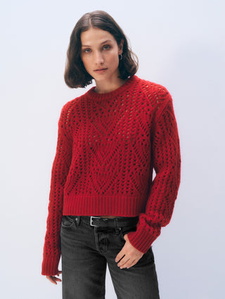 Cashmere Blend Crewneck, Chili