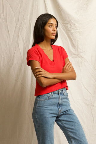 Alanis V Neck Tee, Poppy Red