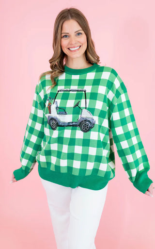 Checkered Golf Cart Sweater