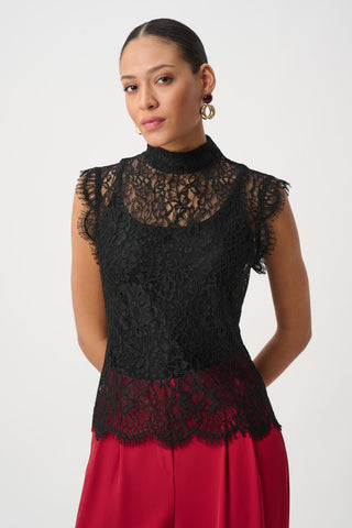 Lace Mock Neck Fitted Top